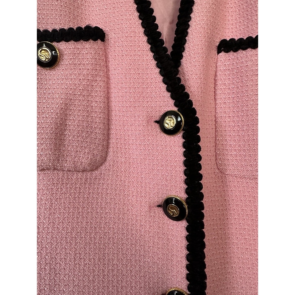 St. John TEXTURED KNIT 2pc SUIT JACKET+SKIRT Sz 6 PALE PINK CHIC - Picture 8 of 16